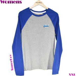SuperDry Women's XXL Gray & Blue Baseball T-Shirt